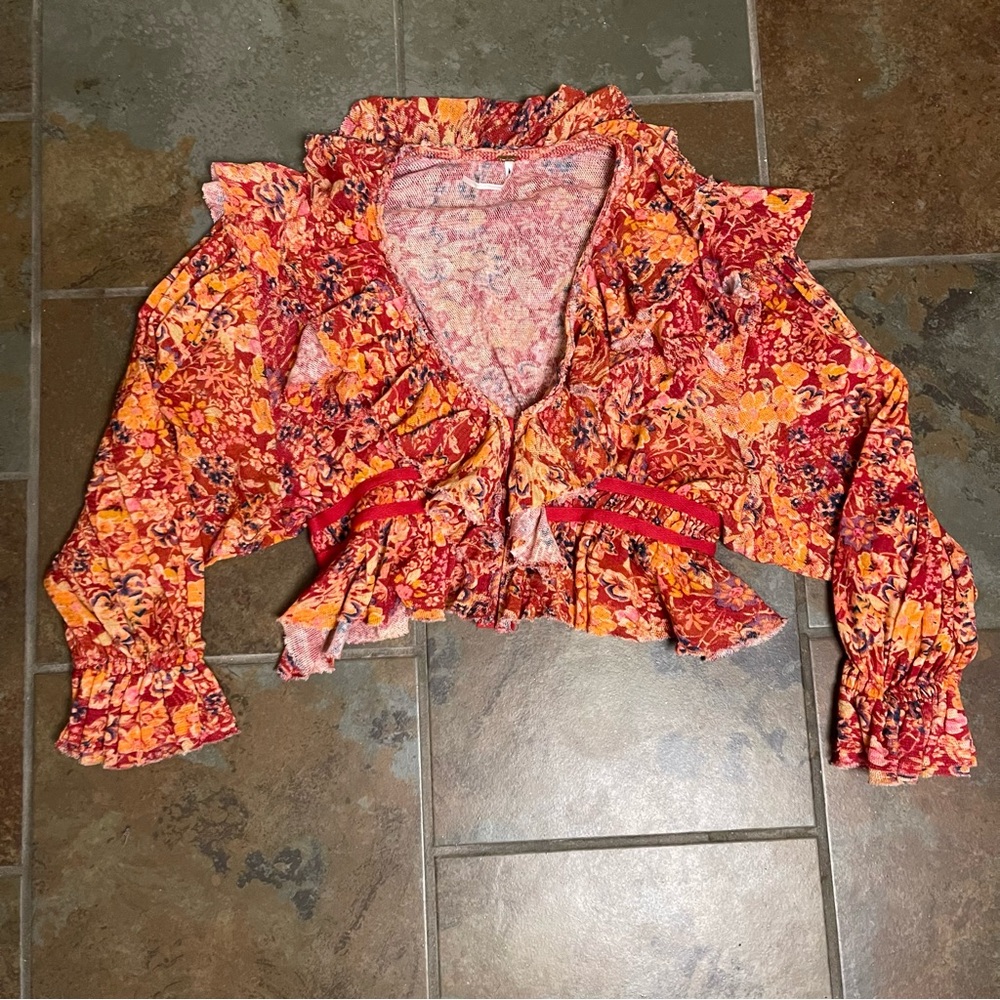 NWOT Free People Rudi Ruffle Top - Picture 3 of 5